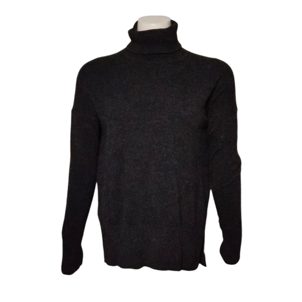 Theory Cashmere Sweater Karenia Dark Grey Turtleneck Oversized Soft sz S